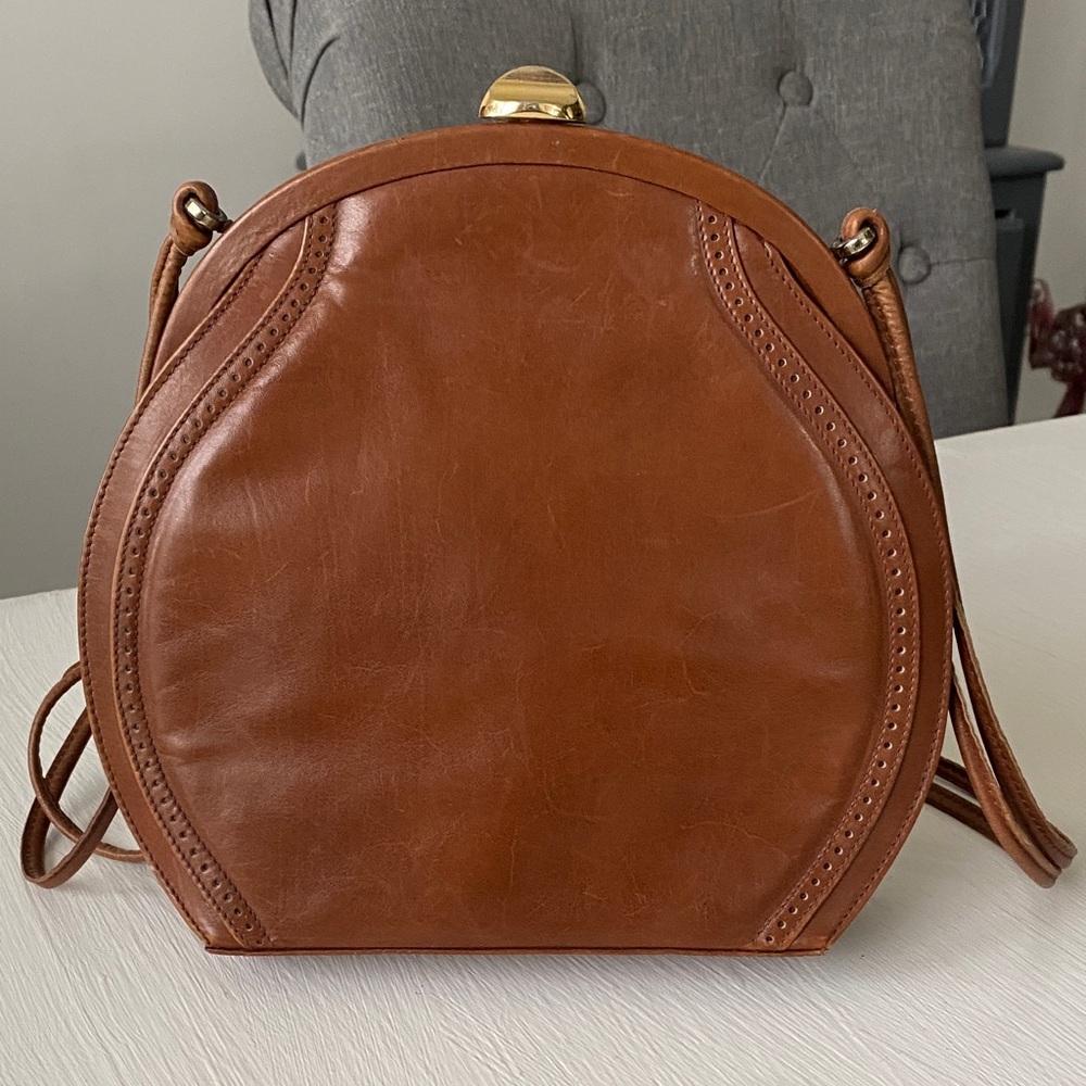 Vintage Bally Les Accessoires Dome-Shaped Saddle Leather Bag 1970s with COA - Picture 2 of 14